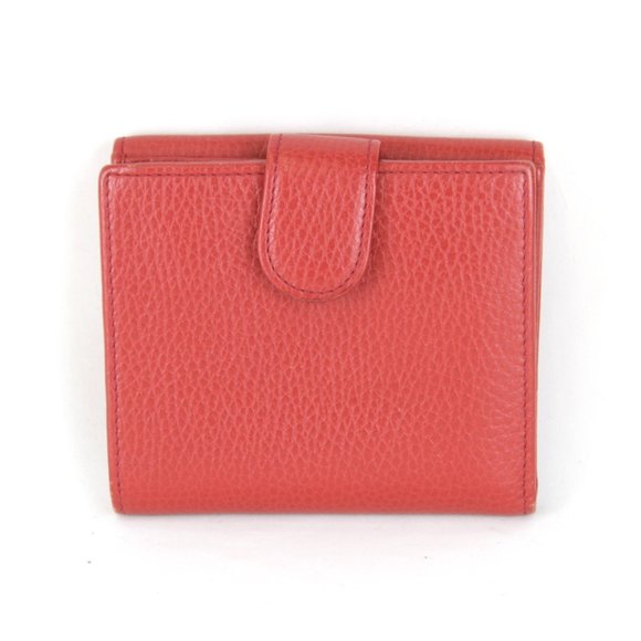 GUCCI 615525 2184 Interlocking G Bi-fold Wallet Compact W Red Leather
